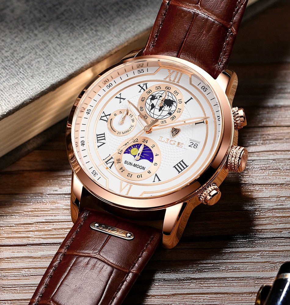 Premium Leather Band Chrono Watch