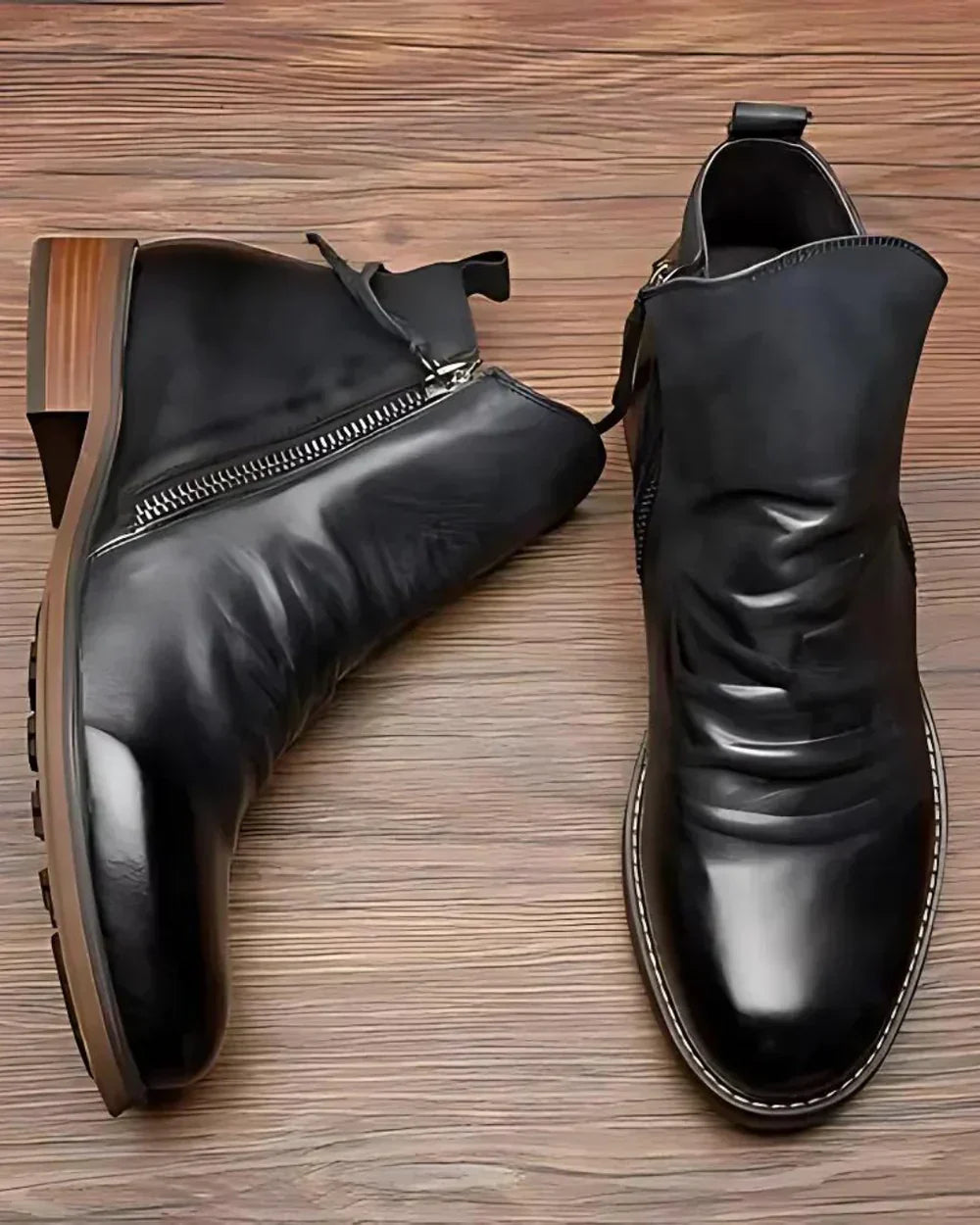 Oliver | Leather Boots with Side Button