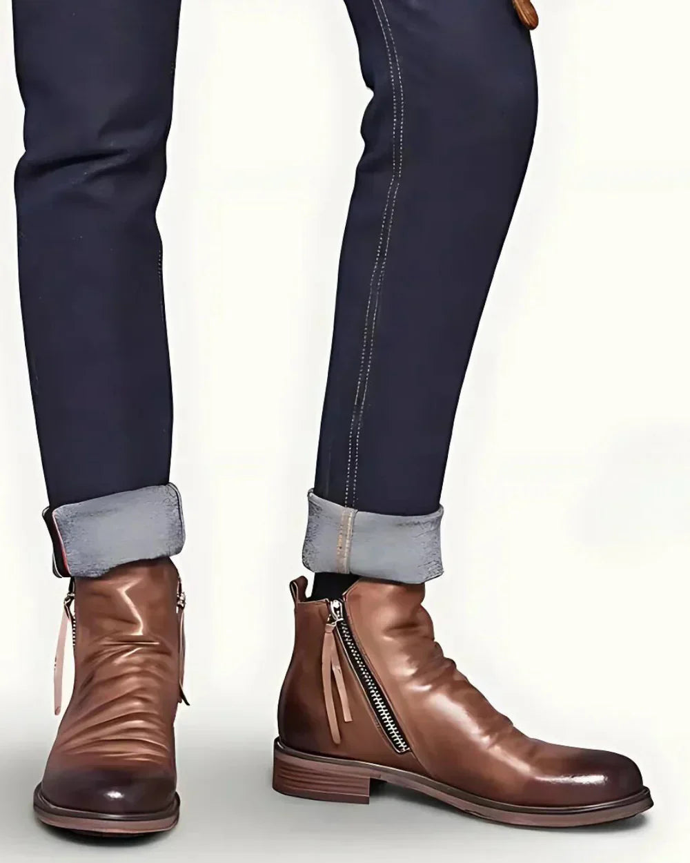 Oliver | Leather Boots with Side Button