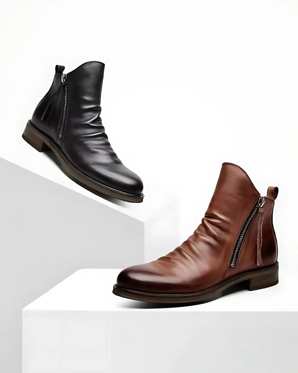 Oliver | Leather Boots with Side Button