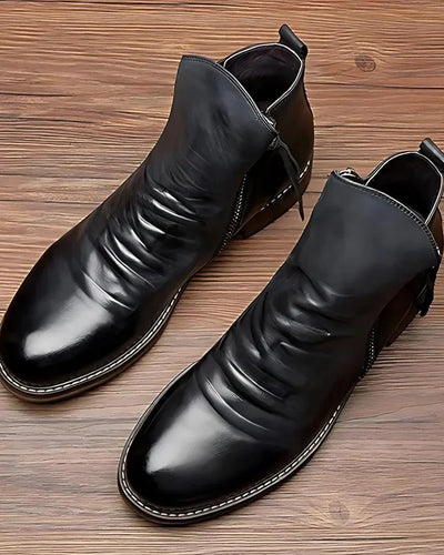 Oliver | Leather Boots with Side Button