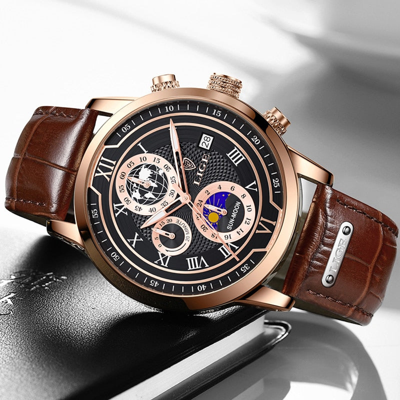 Premium Leather Band Chrono Watch