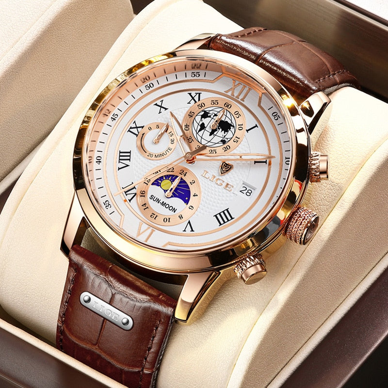 Premium Leather Band Chrono Watch